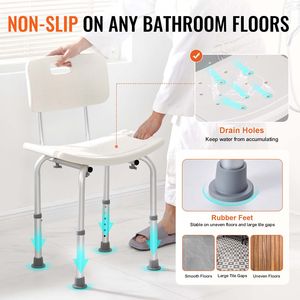 "Adjustable <b>Shower</b> <b>Chair</b> with Backrest Non-Slip Design Lightweight for Bathtub and <b>Shower</b> Use" - Product Image 3