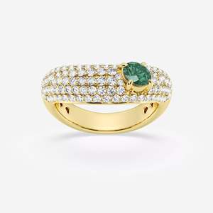 Sapphire Cocktail Ring Pave Setting Round Brilliant Cut Diamonds Women's Luxury Engagement Jewelry - Product Image 4