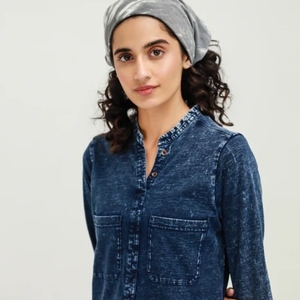 Kurta de mezclilla para niñas y mujeres, estilo americano retro, kurta informal holgada de corte recto para otoño, para niñas en 2026 - Product Image 4