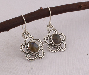 Natural Labradorite Earrings 925 Sterling Silver Blue <b>Flash</b> Gemstone Jewelry Supplier Wholesale Oval Labradorite Drop Earrings - Product Image 6
