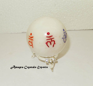 White Agate Sanskrit Letter Chakra Engraved Handmade Waterproof <b>Sphere</b> Wholesale Natural Globe <b>Ball</b> Crystal <b>Spheres</b> - Product Image 6