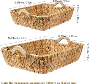 2-Pack Eco-Friendly Hyacinth <b>Woven</b> Storage <b>Baskets</b> with Handles Water Hyacinth Wicker Pantry <b>Baskets</b> for Shelf Storage - Product Image 5