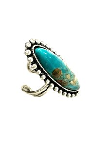 Anillo de Plata Ajustable con Turquesa Estilo Bohemio para Mujer, Joyería Hecha a Mano, Regalo - Product Image 3