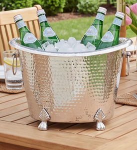 Heavy Duty Hammered Metal Drinks Cooler <b>Bucket</b> with Decorative Feet Large Outdoor Party <b>Champagne</b> Wine Ice Tub Barware INDIA - Product Image 1