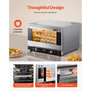 Commercial 4-Tier <b>Toaster</b> Oven 1600W 47L/43Qt Half-Size Convection Oven Front Glass Door Counter Top 1600W 4-Tier <b>Toaster</b> Bakery - Product Image 6