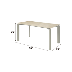 Ingram Light Gray Finish <b>Dining</b> <b>Table</b> with Ceramic <b>Top</b> - Product Image 2