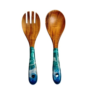 Juego de Tazones para Ensalada de Resina Hechos a Mano, Personalizados, Ecológicos, Aptos para Lavavajillas, Utensilios para Ensalada, Hechos en India - Product Image 1
