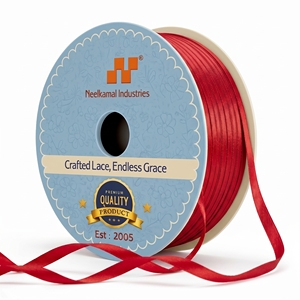 Ruban satiné rouge simple face de 3 mm, en stock, fournisseur pour étiquettes de bijoux, boîtes à gâteaux, emballage cadeau, couture, artisanat, décoration DIY - Product Image 1