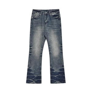 High Quality Vintage <b>Boot</b> Cut Hombre <b>Trousers</b> for Men Loose Wide Leg Blue Denim Jeans Washed High Street Baggy Design for Winter - Product Image 2