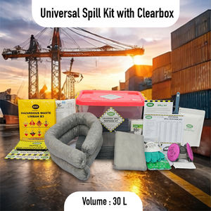 Kit d'urgence universel pour déversements de 30 L avec boîte transparente pour atelier, véhicule et zone de maintenance, kit absorbant pour l'huile et les liquides - Product Image 2