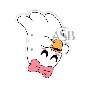 Paleta de Pestañas Personalizada de Halloween con Diseño de Fantasma Lindo Bebiendo Café y Lazo Rosa, Instrumento de Belleza - Product Image 2