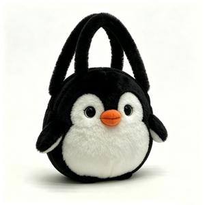 customized penguin plush tote <b>bag</b>,Plush penguin chain handbag,Cute penguin plush purse with <b>silver</b> chain - Product Image 5