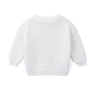 CRAZIGOODS Eco-Friendly Winter Baby <b>Sweater</b> 100% Cotton Computer Knitted Crew Neck Infant Unisex Toddler <b>Pullover</b> Solid Color - Product Image 1