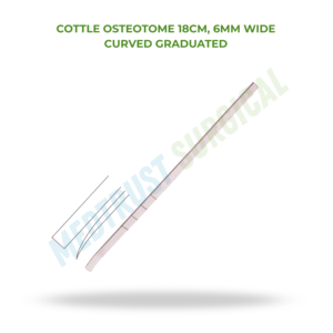 Osteotome de Cottle 18 cm 6 mm courbé gradué, instrument chirurgical ORL pour rhinoplastie et coupe osseuse - Product Image 2