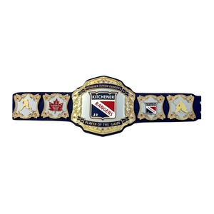 Ceinture de joueur de l'année des Kitchener Junior Rangers - Ceinture sportive personnalisable avec détails dorés - Article de collection de hockey haut de gamme - Product Image 1