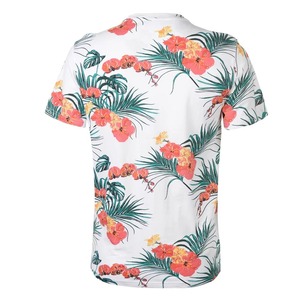 Camiseta de Manga Corta para Hombre, Blanca con Estampado Floral, Corte Regular, Cuello Redondo, Informal, Tejido de Poliéster Transpirable de Secado Rápido, Diseño de 180g - Product Image 3