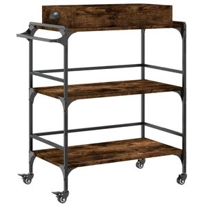 Carrito de Cocina de Madera Sintética en Roble Ahumado 32.1"x16.1"x36.4"-Islas y Carritos de Cocina - Product Image 2