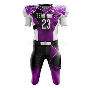 Ensemble d'uniformes de football américain professionnels pour hommes, 100 % polyester, imprimé par transfert thermique, grande taille, nom d'équipe personnalisé, sangles élastiques - Product Image 4