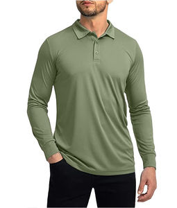 Mens Long Sleeve Polo Shirt Slim Fit Solid Color Soft Stretch Breathable Lightweight Casual Daily Wear <b>Classic</b> Collar Top - Product Image 1