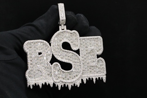 RSE Letter Pendant <b>Charm</b> <b>Silver</b> Plated Alloy Crystal Rhinestone Hiphop Men's Themed Gift Jewelry - Product Image 2