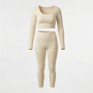 Ensemble de yoga deux pièces sans couture pour femmes grandes tailles, haut court et legging taille haute push-up, vêtements de sport et de fitness - Product Image 1