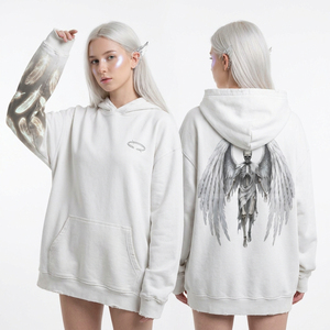 Sweat-shirt à capuche personnalisé noir délavé à l'acide pour femme, motif squelette de lave, imprimé feu, streetwear, fabrication usine - Product Image 6