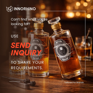 Bouteille en verre 750ml 700ml personnalisée avec étiquette en étain pour rhum, whisky, vodka, gin, avec bouchon en liège - Product Image 6