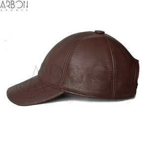 Nouvelles casquettes en cuir marron vieilli faites à la main, tendance, personnalisées, de marque, vintage, très demandées, service OEM ODM, prix de gros - Product Image 4
