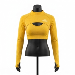 Custom Logo Front Women Long Sleeve <b>Bolero</b> <b>Shrug</b> Breathable Yoga Workout Fitness Crop Top Gym <b>Bolero</b> - Product Image 1
