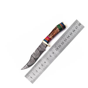 Cuchillo de Acero de Damasco para Camping, Caza y Actividades al Aire Libre con Funda de Cuero, Suministro al por Mayor y Pedidos Personalizados - Product Image 1