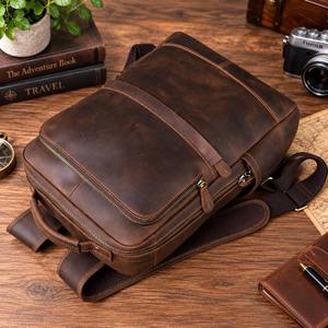Mochila de Cuero Genuino con Logotipo Personalizado para Hombre, Bolso para Portátil de Cuero Real Vintage, Impermeable, Mochila de Viaje al por Mayor LBK-0121 - Product Image 3
