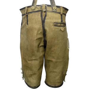 Traje de Lederhosen para Hombre, Cuero Genuino de Cabra, Color Marrón Champiñón, con Pantalón Corto - Product Image 3