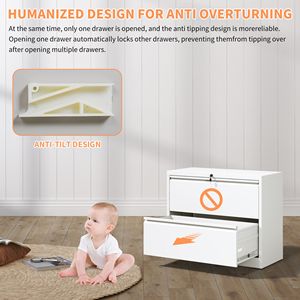 Armoire de classement métallique blanche à 2 tiroirs verrouillable pour bureau à domicile, armoire de classement latérale avec serrure - Product Image 6