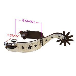 1 Par de Espuelas de Acero Inoxidable para Equitación Estilo Vaquero Occidental, Exquisitas Espuelas Ecuestres de Fábrica - Product Image 3