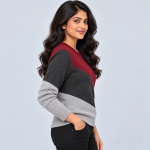 Pull pour femme de qualité supérieure avec tissu tricoté confortable, texture douce, coupe confortable, manches longues, ourlet côtelé, idéal pour le temps froid - Product Image 4