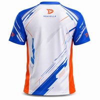 Jersey Personalizado Premium para Equipos de Esports, Blanco, Azul y Naranja, Sublimado, Transpirable, Ecológico, 100% Poliéster, Transferencia Térmica