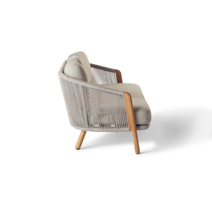 โซฟาไม้สักแท้สุดหรูสำหรับห้องนั่งเล่นกลางแจ้งสไตล์โมเดิร์น  แบบสามที่นั่ง  ด้านข้างถักด้วยเชือก  ทนน้ำ เป็นมิตรกับสิ่งแวดล้อม  หนาพิเศษ - Product Image 3