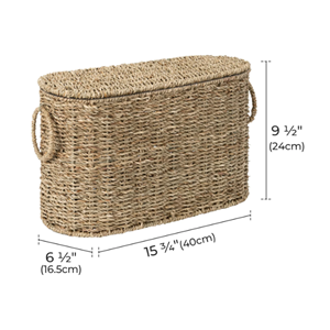 Handwoven Seagrass Toilet <b>Paper</b> Basket with Lid, Natural Seagrass Bathroom Organizer & Storage Box Eco-Friendly From Vietnam - Product Image 2