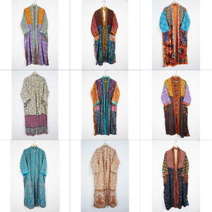 เสื้อไหมถักมือแบบแพทช์เวิร์ค คอวี ปิดด้วยเชือกผูก แขนยาวเต็มตัว เนื้อผ้านุ่ม ระบายอากาศได้ดี แห้งเร็ว สำหรับผู้หญิง - Product Image 1