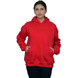 Sweat-shirts et sweats à capuche en molleton de coton teint uni de qualité supérieure, épais, couleur rouge vif, style streetwear - Product Image 2