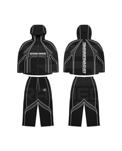 Ensemble 2 pièces pantalon et veste à capuche 100% nylon avec logo DTF, empiècements en mesh, coupe-vent de travail pour homme - Product Image 5