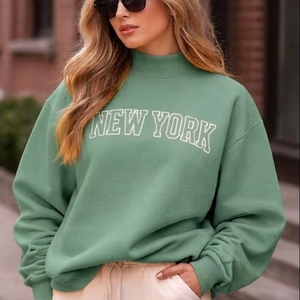 ODM Custom Winter Solid Color Mockneck Long Sleeve Fleece Blend Women's Casual Oversized Sweatshirt Anti-Wrinkle Quick Front - Product Image 1