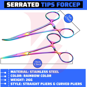 Pinzas Kelly STR CVD Médicas Veterinarias para Enfermeras, Pinzas de Disección Hemostáticas, Pinzas de Bloqueo para Perros, Extracción de Pelo, Pesca, Arcoíris, 5.5" CE - Product Image 5