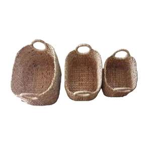 Wholesale Sustainable Hotel <b>Storage</b> Boxes <b>Bins</b> Set 2 Multifunction Natural Water Hyacinth Modern Eco Friendly Square Baskets - Product Image 1
