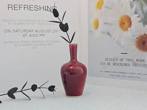 Elegante Florero de Cerámica con Acabado Rosa Brillante, Diseño de Cuello Delgado y Base Redondeada, Perfecto para Decoración Chic del Hogar - Product Image 2