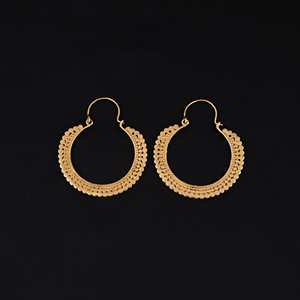 Pendientes de Aro Grandes con Mandala Étnico, Chapados en Oro, de Latón, Tamaño 55x47MM - Product Image 2