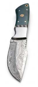 Couteau utilitaire compact artisanal en acier Damas, manche vert, poinçon mosaïque en acier - Product Image 3
