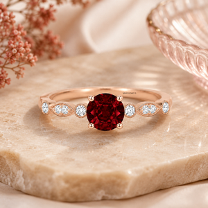<b>Garnet</b> Diamond Engagement <b>Ring</b> for Women Round Red Gemstone 10K 14K 18K Gold & 925 <b>Silver</b> 935 <b>Silver</b> - Product Image 1