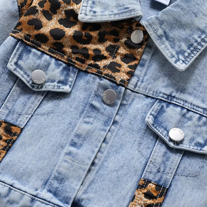 Autumn Fashion Kids Boys Girls Leopard Denim <b>Jacket</b> Children Long Sleeve Pocket Coat - Product Image 3