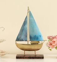 Modèle de bateau en métal et MDF multicolore, sculpture décorative nautique pour la maison, figurine pour le salon, le bureau, la table ou l'étagère